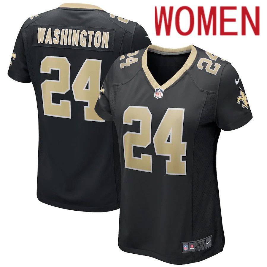 Women New Orleans Saints 24 Dwayne Washington Nike Black Player Game NFL Jersey